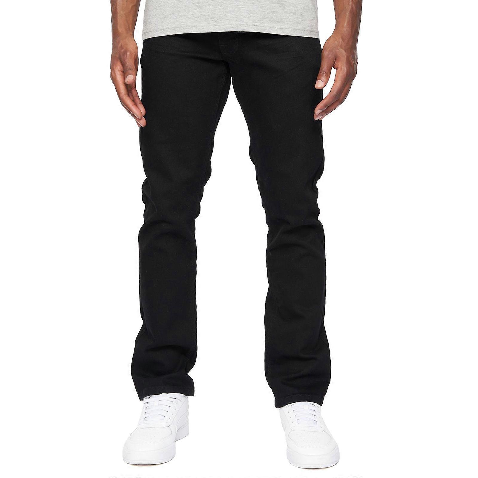 Crosshatch Cadman Straight Leg Jeans Solid Black