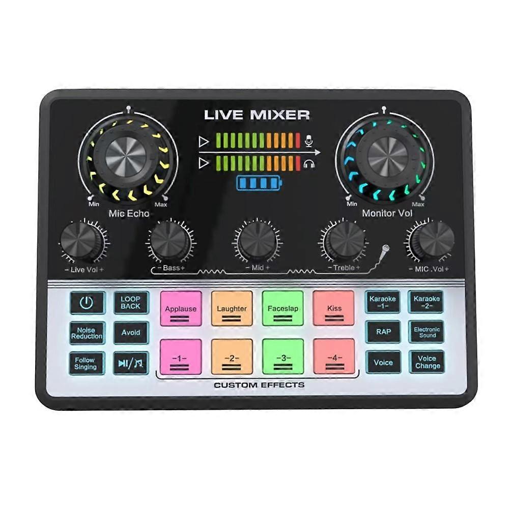 V9 Dual DSP Chip Noise Reduction Live Streaming Sound Card Audio Mixer