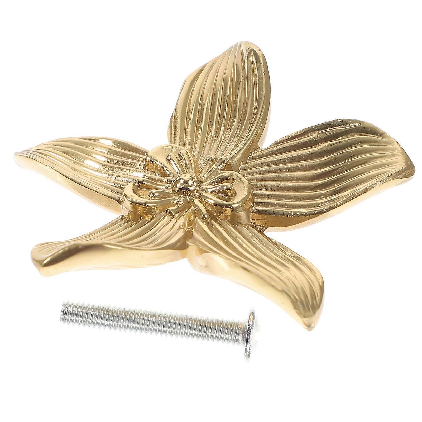 Drawer Knobs Flower Cabinet Knob for Door 2Pcs Golden Copper Pulls