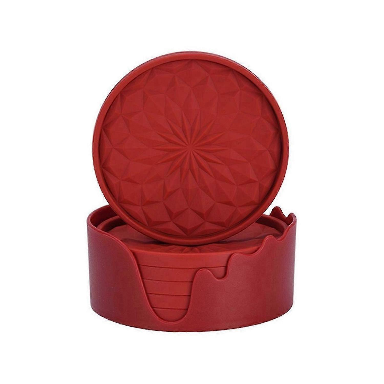 Diamond thread coasters Heat-resistant coasters (wine red)