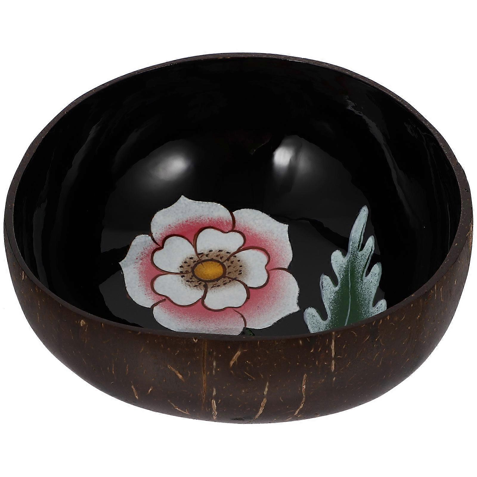 Sundries Organizer Coconut Shell Bowl Home Hallway Brown Hand-Painted Storage 1Pack