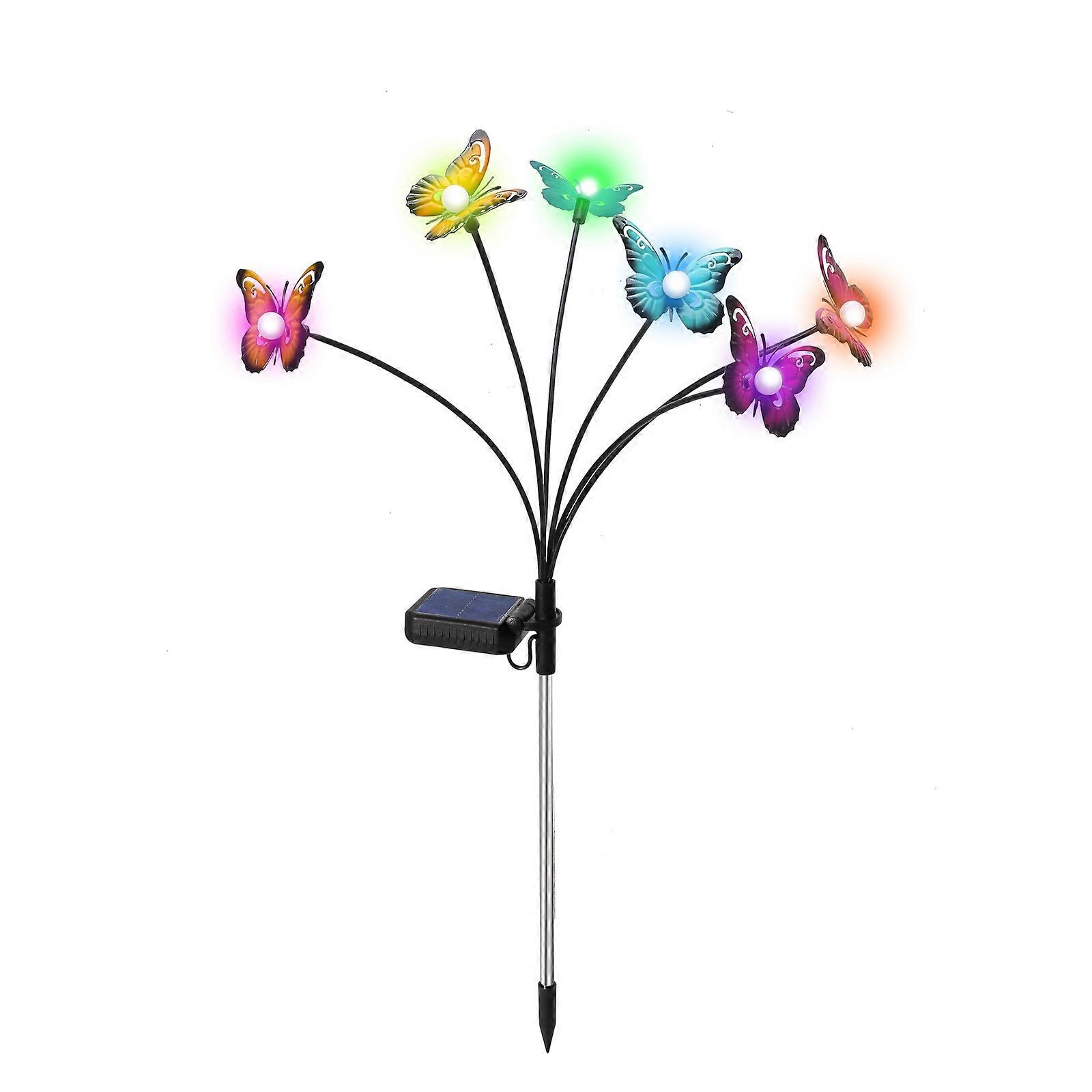 Solar Garden Lights Butterfly Shape Lamp Outdoor Use Patio Lawn Abs Multi Color Solar Powered 1 Set