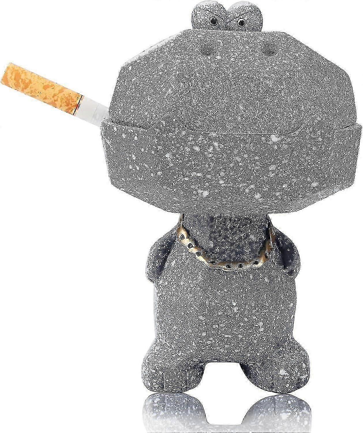 Outdoor Ashtray Gray Ashtray With Lid Funny Ashtray Large Wind Ashtray Stylish Crocodile Ashtray Decorations For Indoor & Outdoor Use (1 Pcs, 14cm, Gr