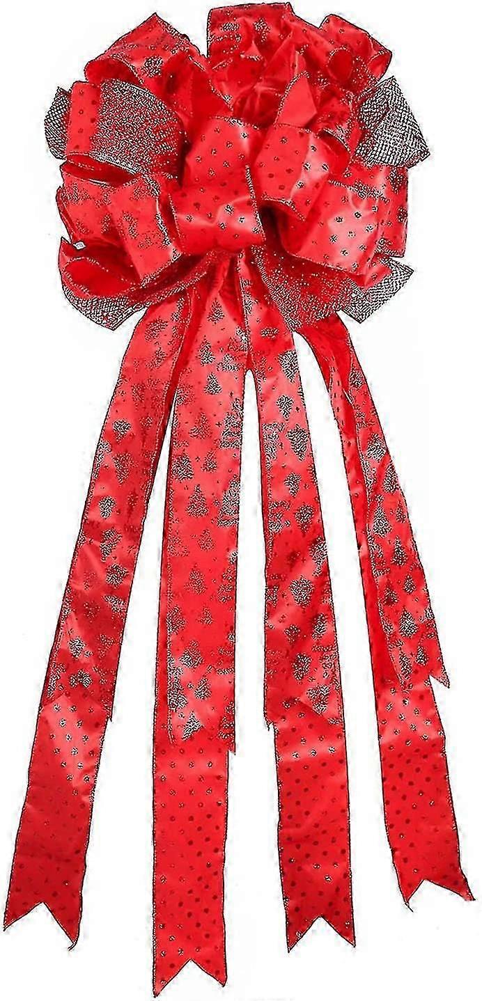Large Decorative Christmas Tree Hanging Bow, Red Polyester Christmas Wreath, 86.4 X 33 Cm (ShiKai)