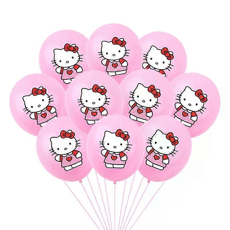10pcs Cartoon blue Pink Hello Kitty Latex Balloons set Kids Girl cat Balloons Happy Birthday Party Baby Shower Decoration Toys