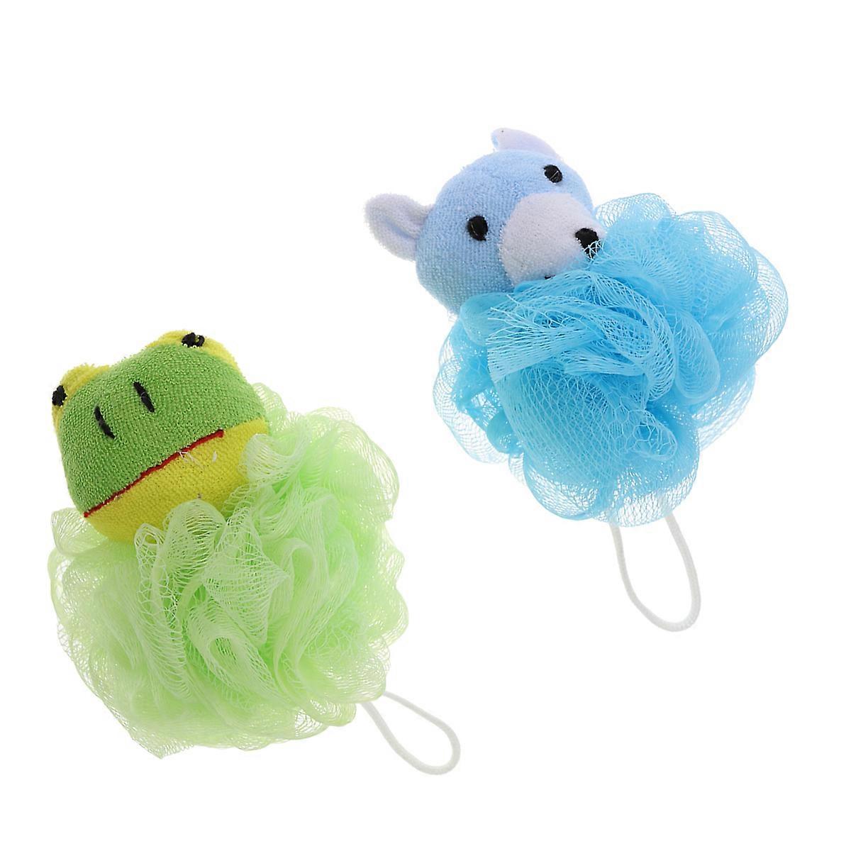 Bath Ball Mesh Sponge Shower Ball for Shower Use 2Pcs Assorted Colors