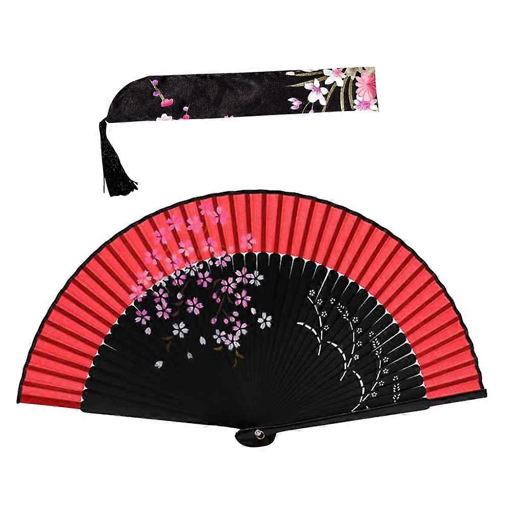 Foldable Fan Hand Fan for Summer Use with Elegant Cloth Bag