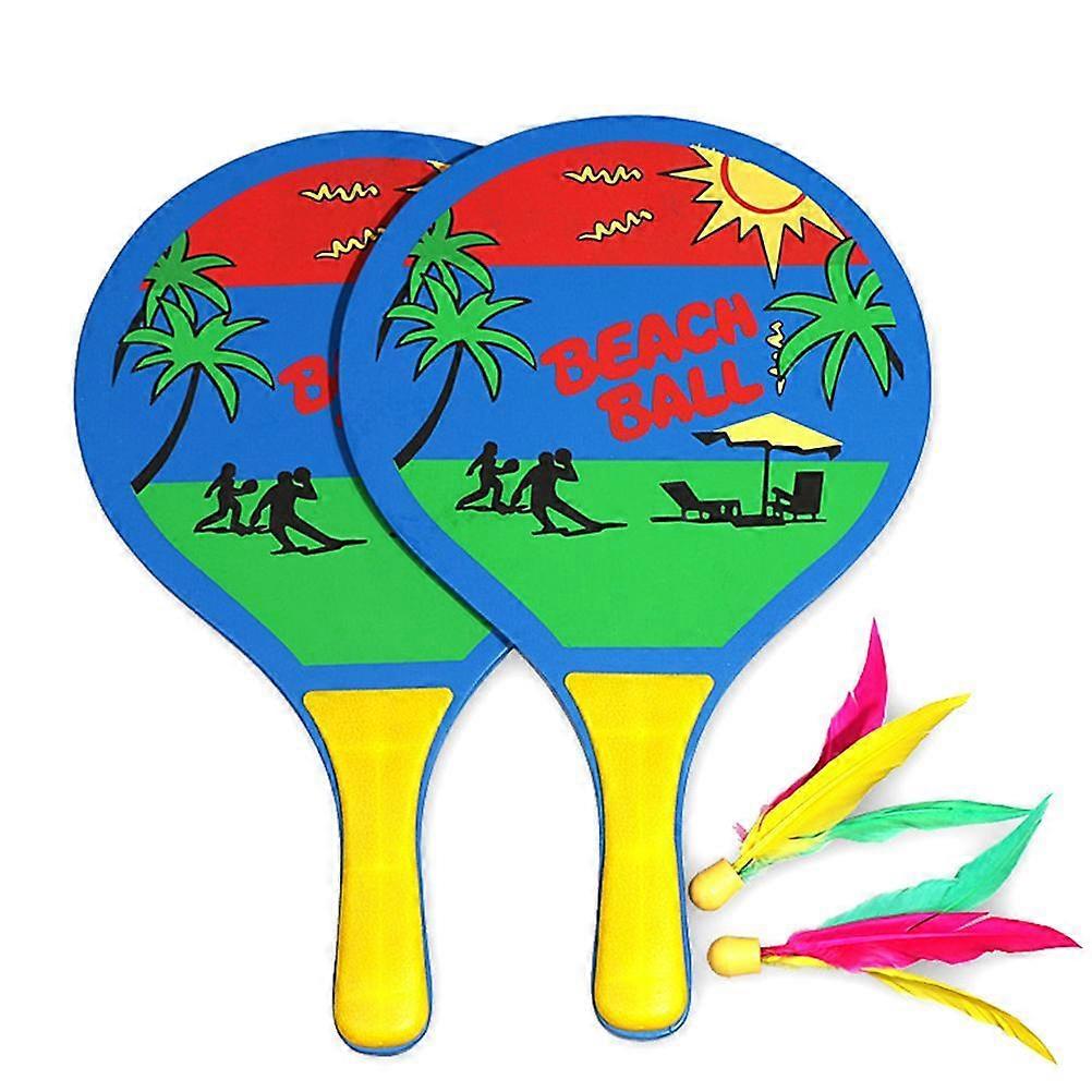 Ensemble de jeu de raquette et de balle de plage en bois (motif de couleur aléatoire)