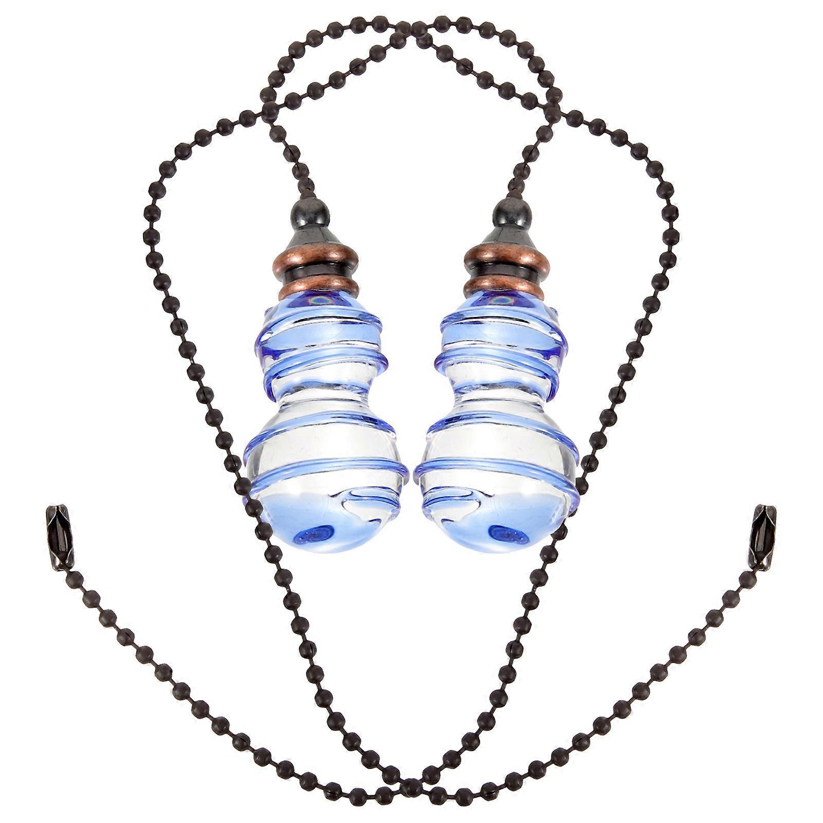 Blue Crystal Ceiling Fan Pull Chain Ornaments for Home Use 2Pcs