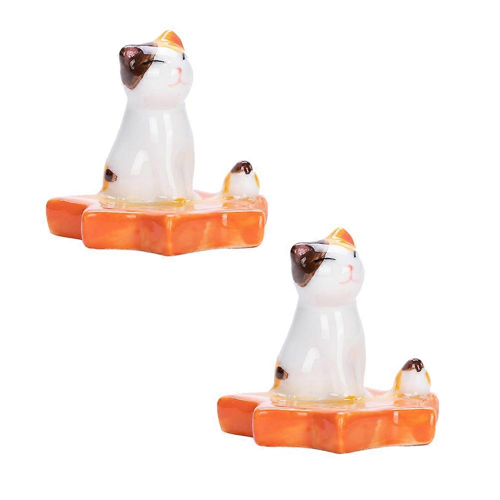 White Ceramic Chopstick Stand for Dinner Use 4Pcs Home Tableware Accessory
