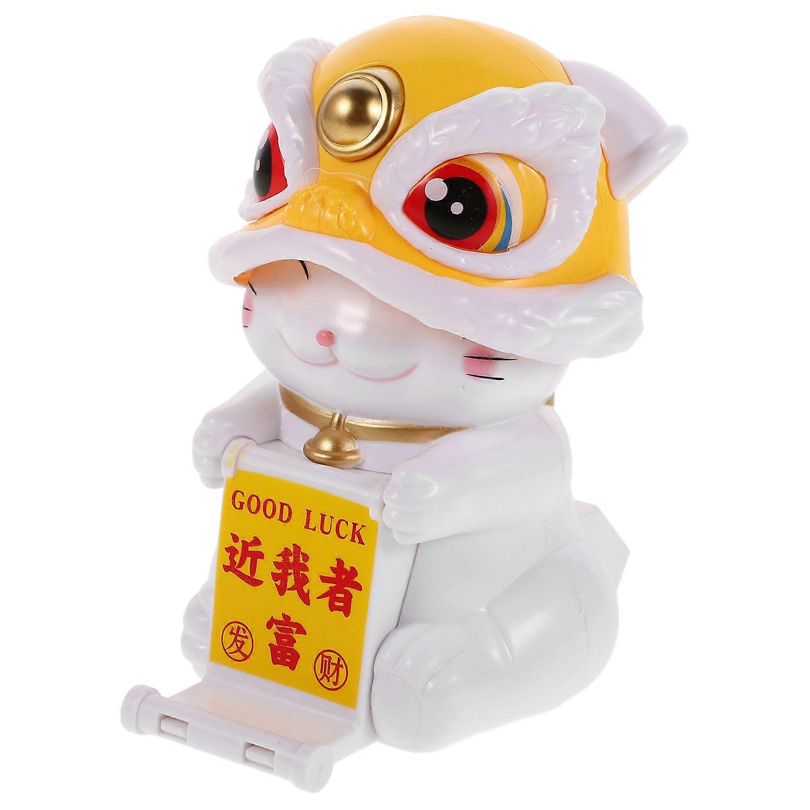 Solar Fortune Cat Figurine for Car Dashboard Bobblehead 3Pcs Pack