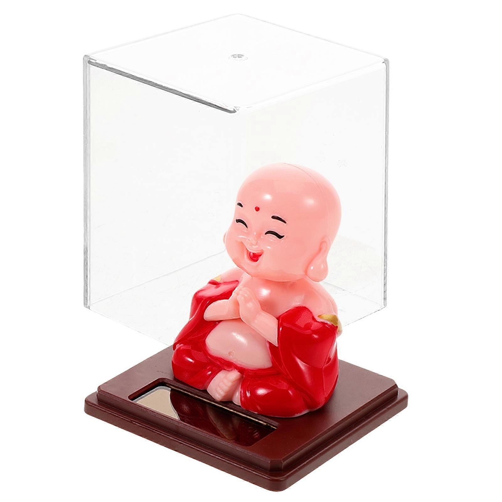 Mini Buddha Car Figurine for Dashboard Ornament 4Pcs Cute Monk Decoration