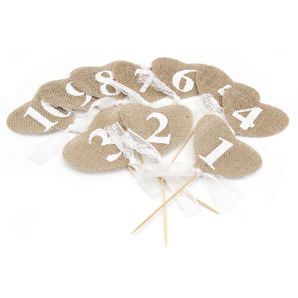 Number 1-10 Decor for Wedding 3Pcs Rustic Jute Heart Shape Banner