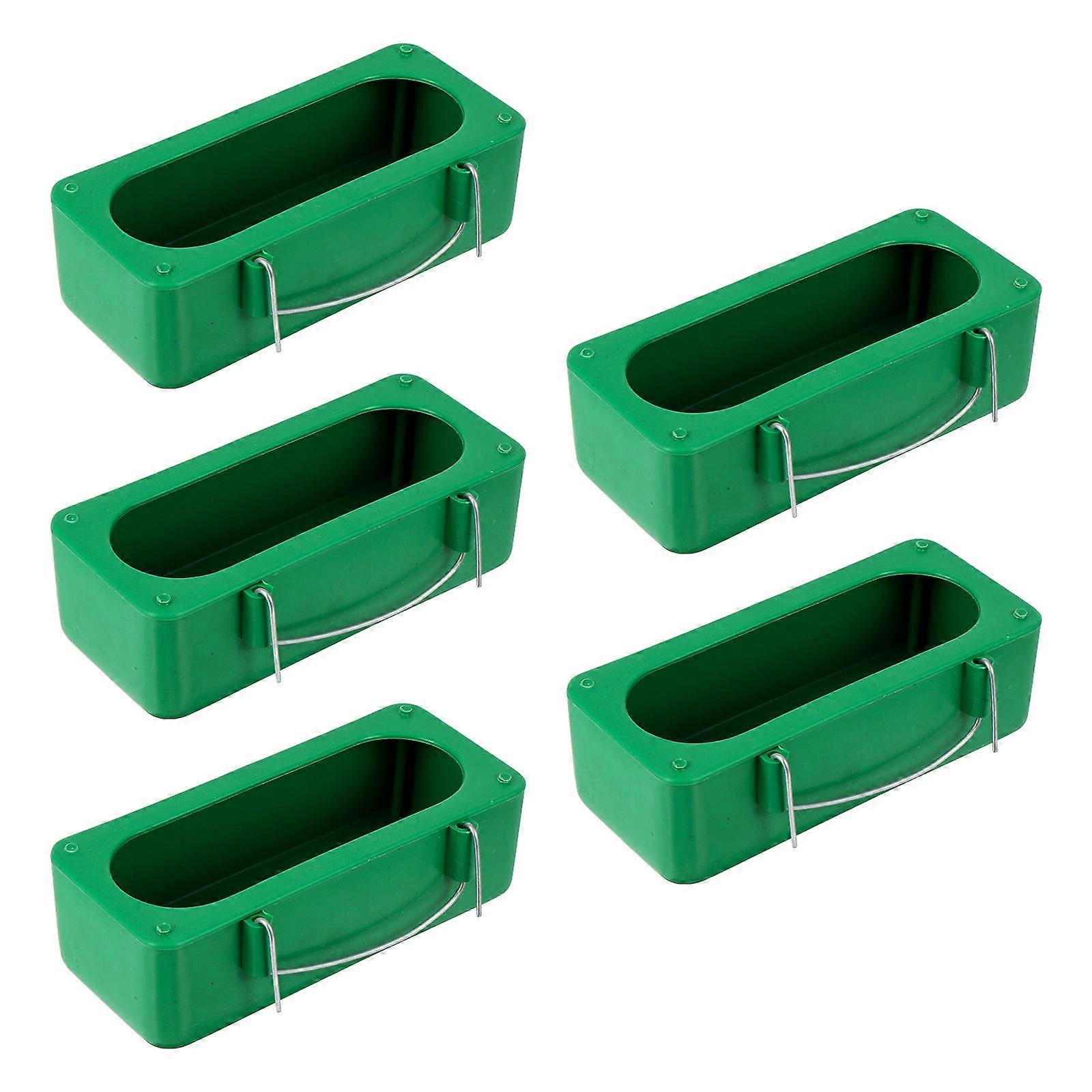 Bird Feeding Boxes 5Pcs Plastic Parrot Feeder Manger Container For Home Use Easy To Clean Weatherproof Green