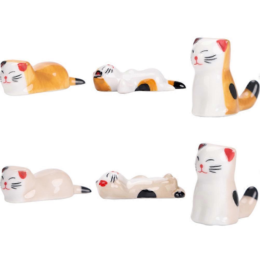 Chopsticks Rest Cute Kitten Design Storage Holder Office Cafe Keep Table Clean 24Pcs