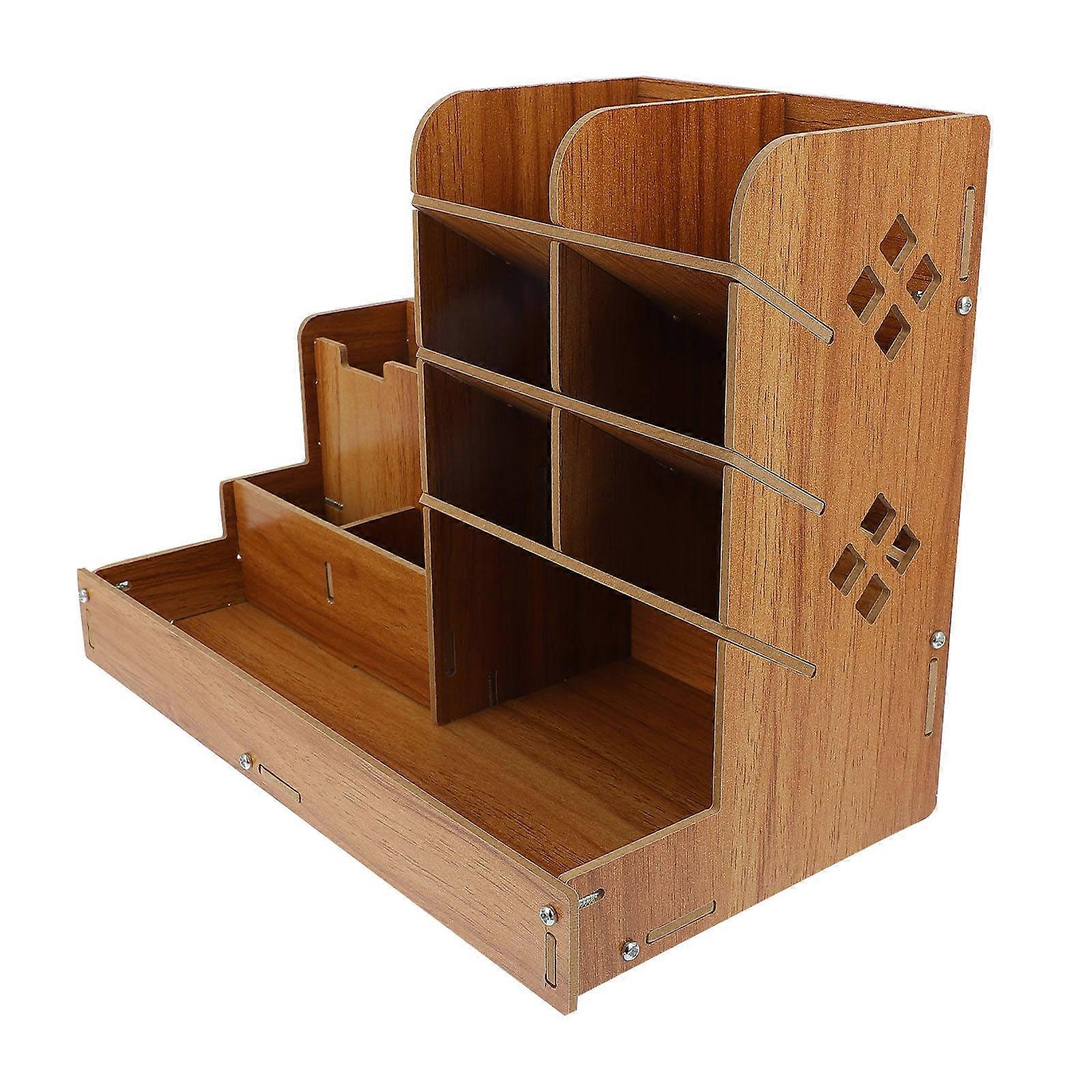 Compartmentalized Storage Desk Organizer For Stationery In Home Study Area 21X15.8X8.7CM Simple Shape 1Pack