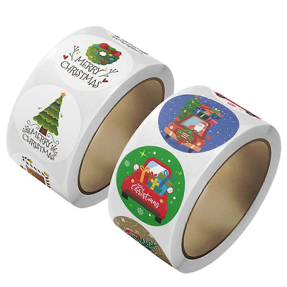 Christmas Sticker Roll Decorative Sealing Sticker for 2 Rolls