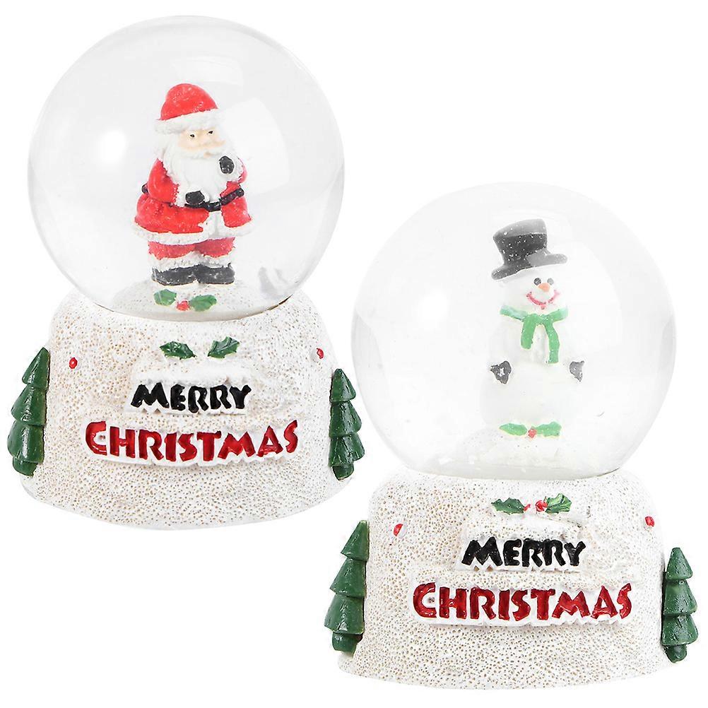 Christmas Design Snow Globe Miniatures 2Pcs Luminous Decorative Ornaments Create Festive Ambiance For Kids And Families