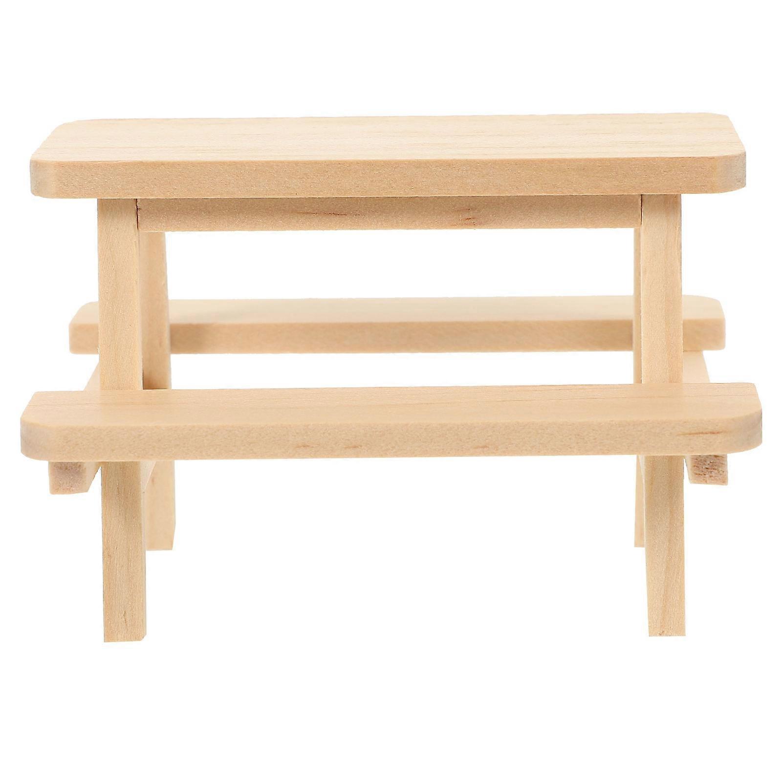Khaki Mini House Furniture Picnic Table Model Decorative Use 1Set
