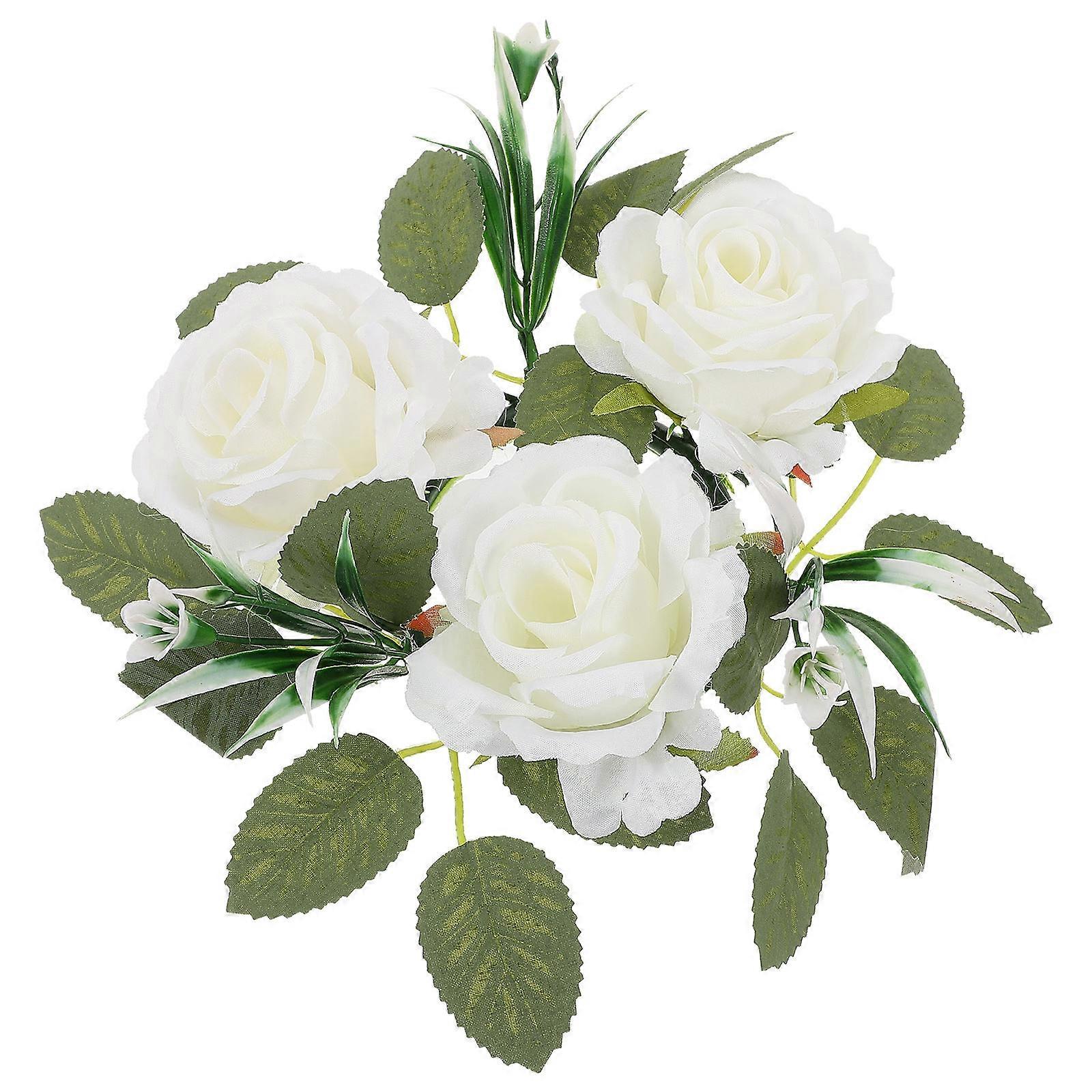 Artificial Rose Candle Ring Wreath for Wedding Decoration 4Pcs