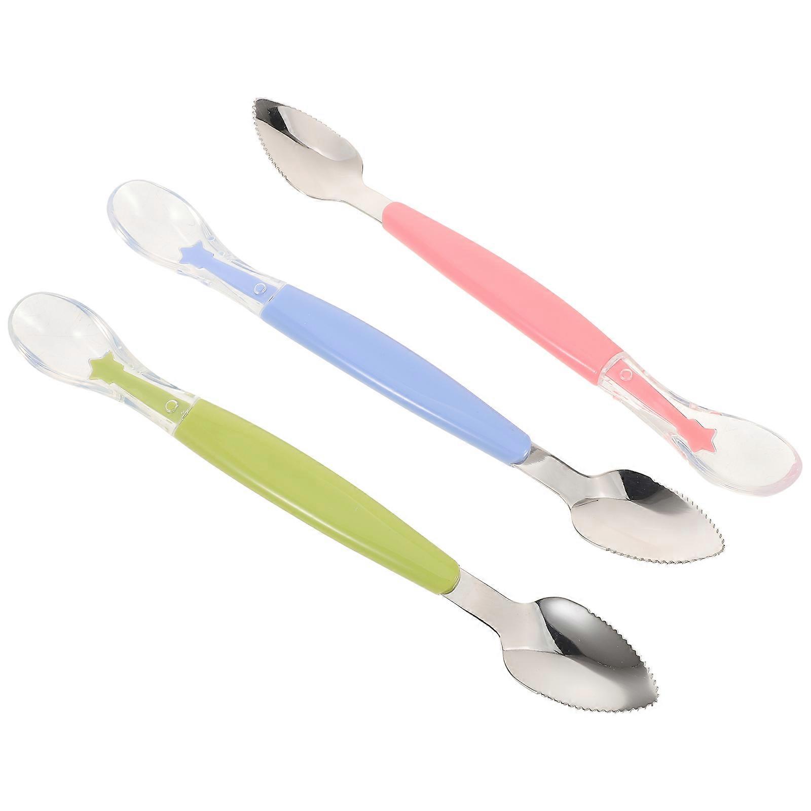 Silicone Weaning Spoons 3Pcs Multi Silicone Spoon Baby Dual-Use Design for Home