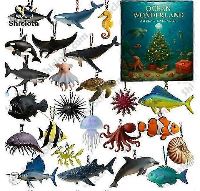 Tiefsee Schatz Advent Countdown Blind Box Christbaumschmuck Acryl Anhänger