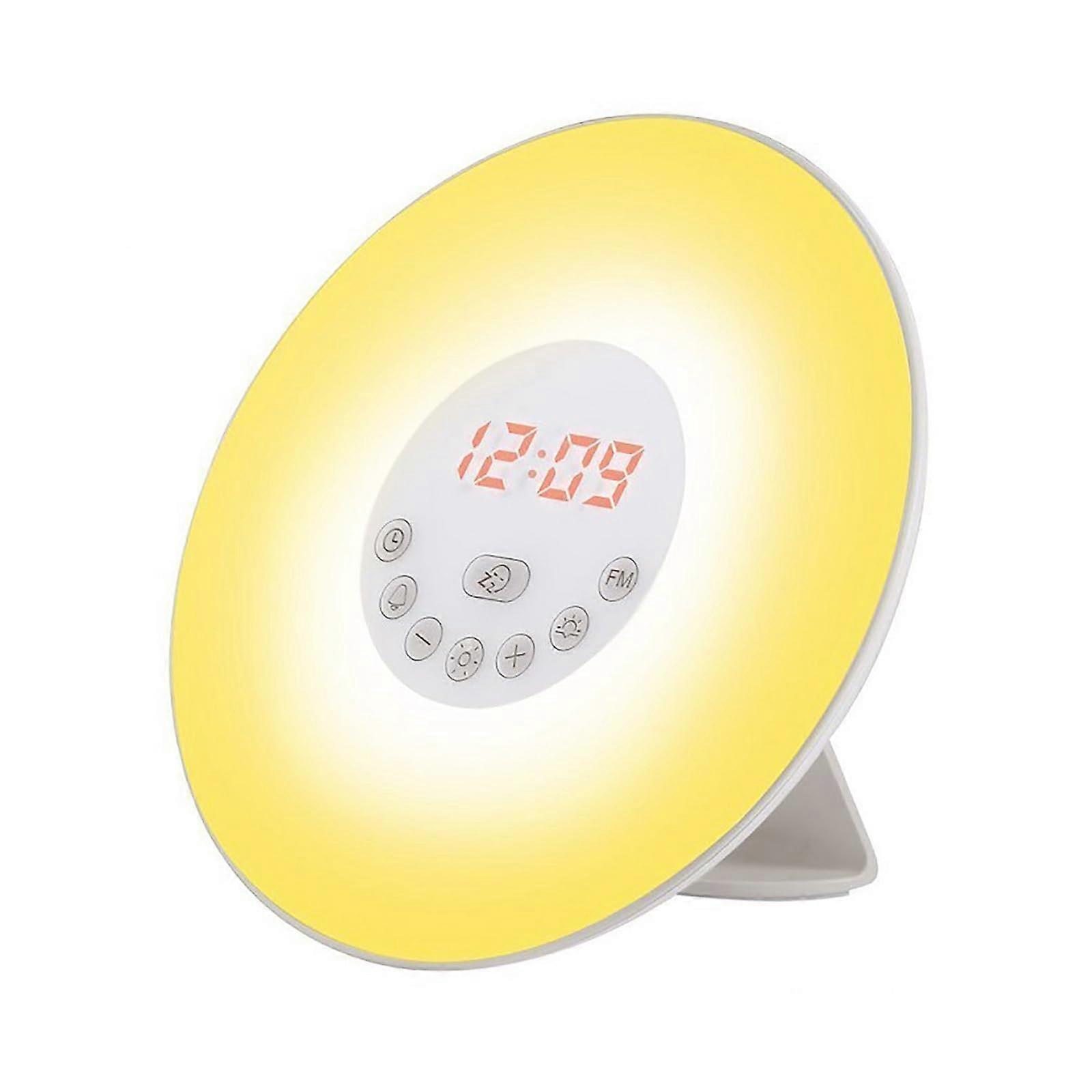 Sunrise Alarm Clock Dual Alarms With Natural Sounds FM Radio 7 Colors Nightlight Wake Up Light Sunrise Sunset Simulation