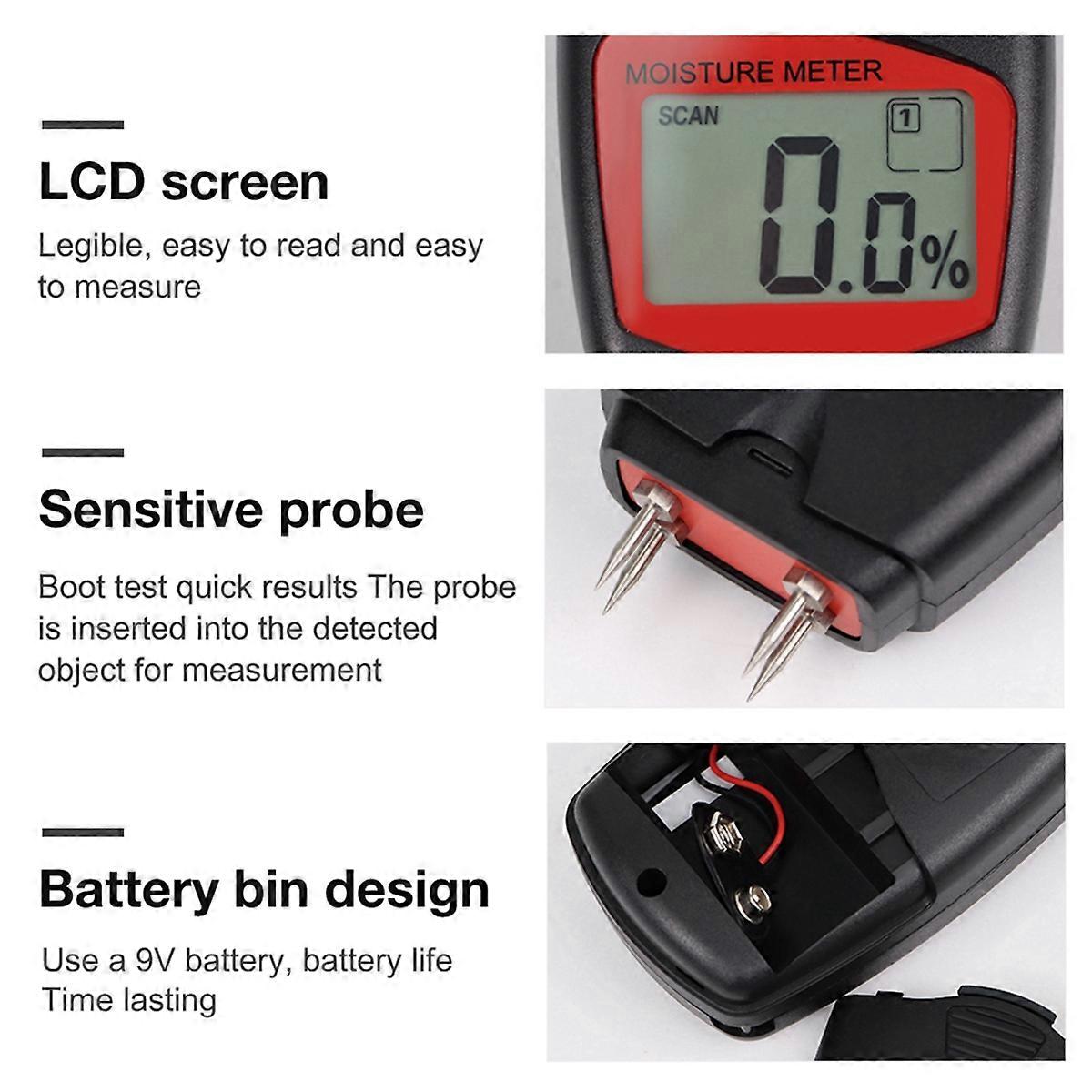 Timber Digital Moisture Tester 4 Probe Paper Water Contain Tester