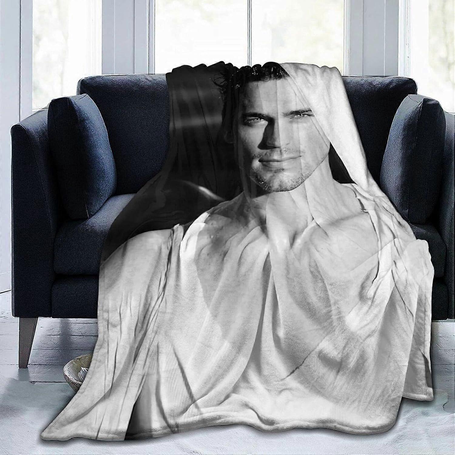 Matt Actor Bomer Fleece Blanket Warm Fuzzy Soft Throw Blanket Comfy Reversible Microfiber Blankets All Seasons Suitable for Women, Men and Kids -ksxl5