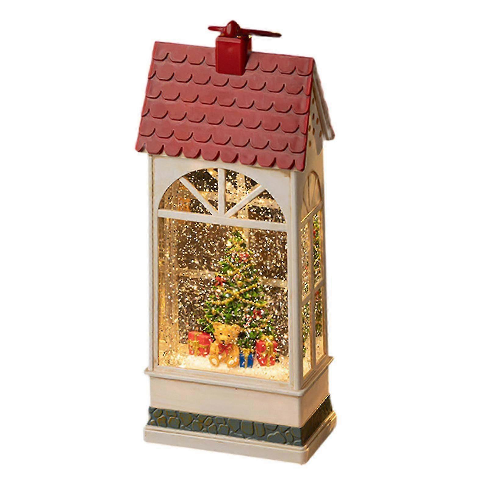 Christmas Snow Globe Lantern Music Box Table Centerpiece for Home Desk Shelf Red Santa Claus