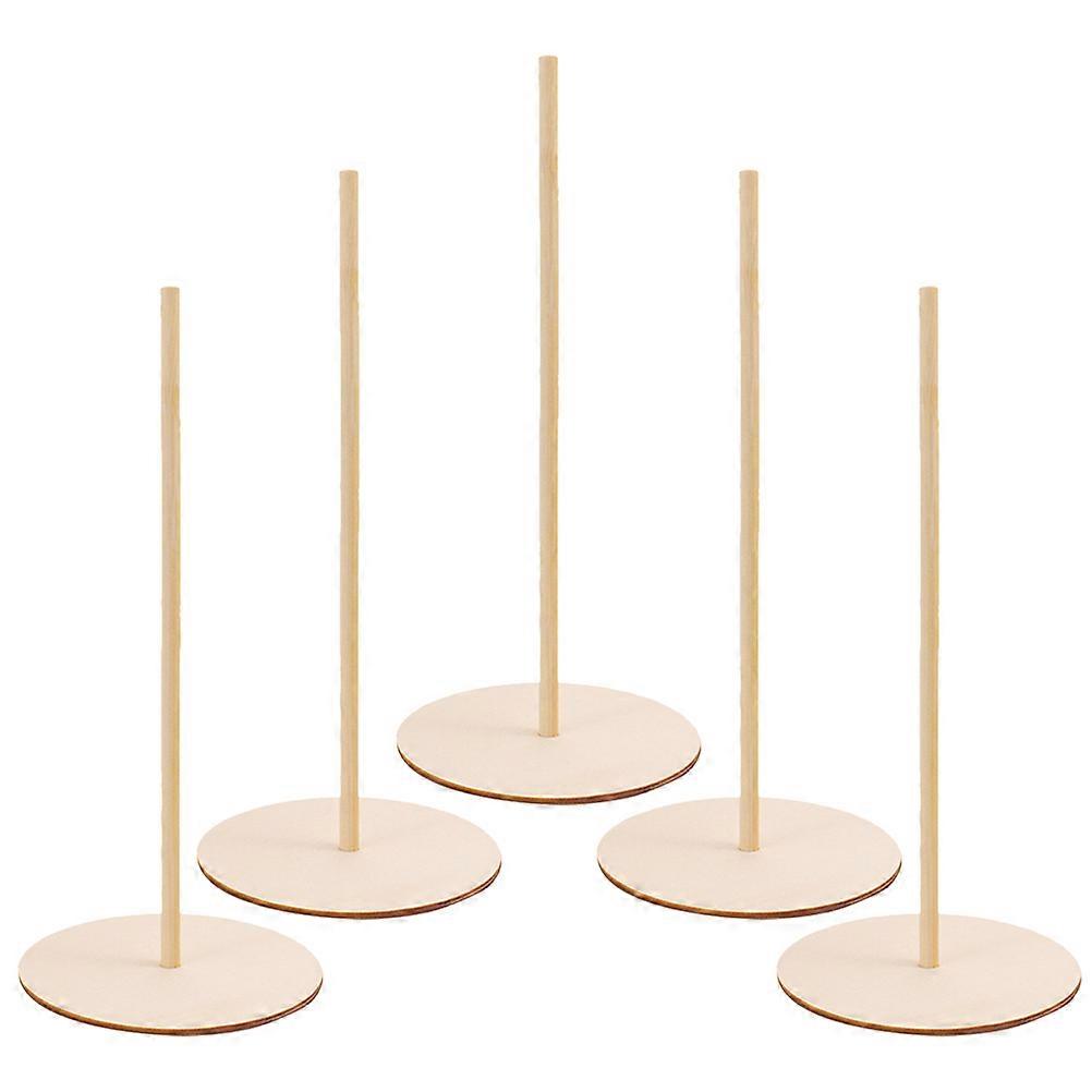 Detachable Donut Display Stands For Guests And Hosts 15Pcs Round Beige Wooden Dessert Holders