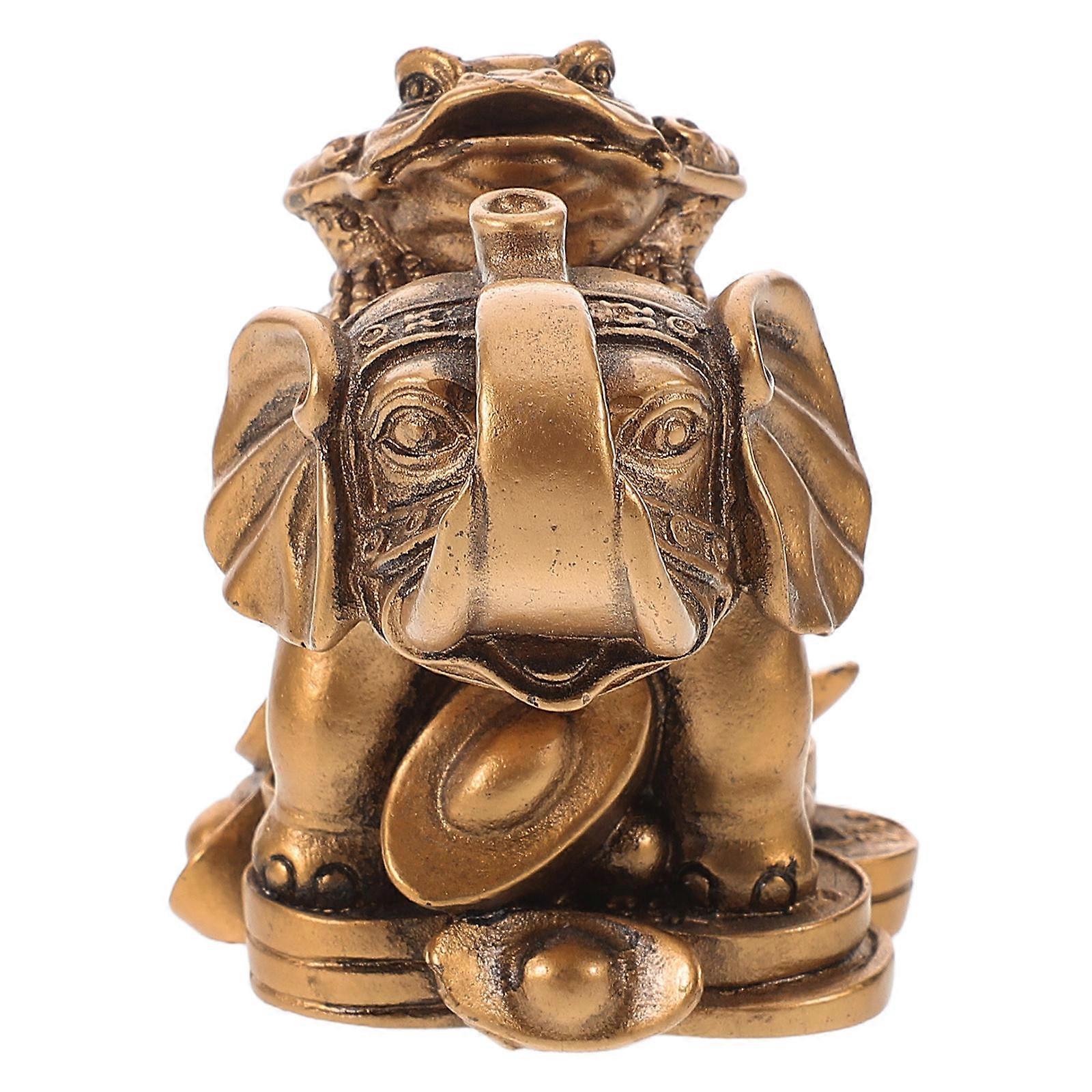 Resin Elephant Figurine for Decoration with Fortune Design 3Pcs Set