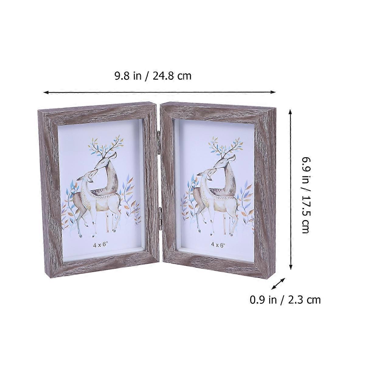 Picture Frame Wooden Double Rectangular Table Photo Frame for Decoration 2Pcs