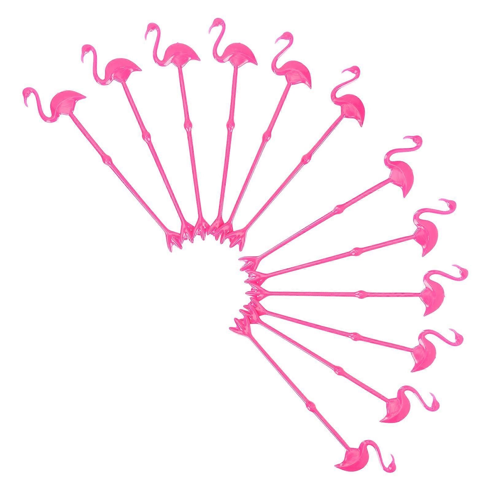 Drink Swizzle Sticks Flamingo Shaped Stirring Sticks Home Use Parties 8.65X1.97X0.08in 12Pcs