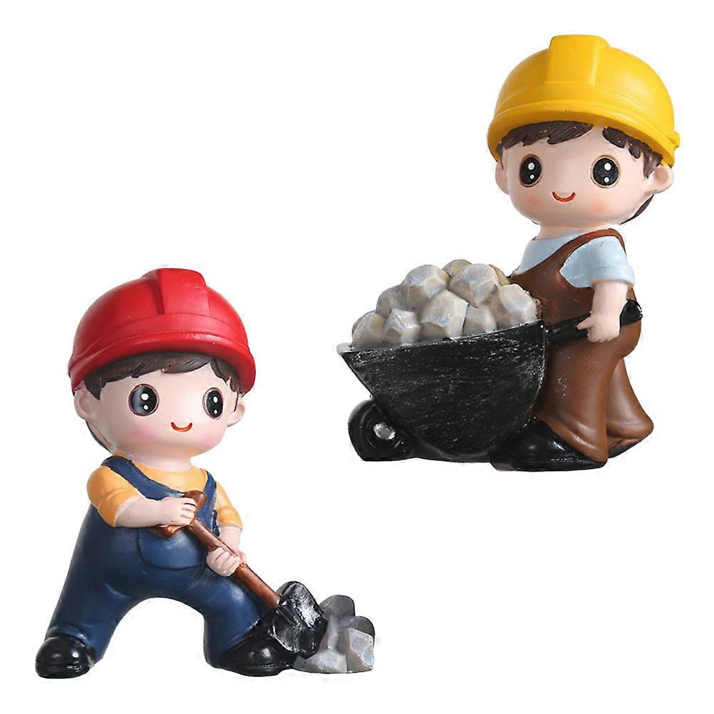 Decorative Cake Figurines Engineering Boy Sculpture for 8Pcs