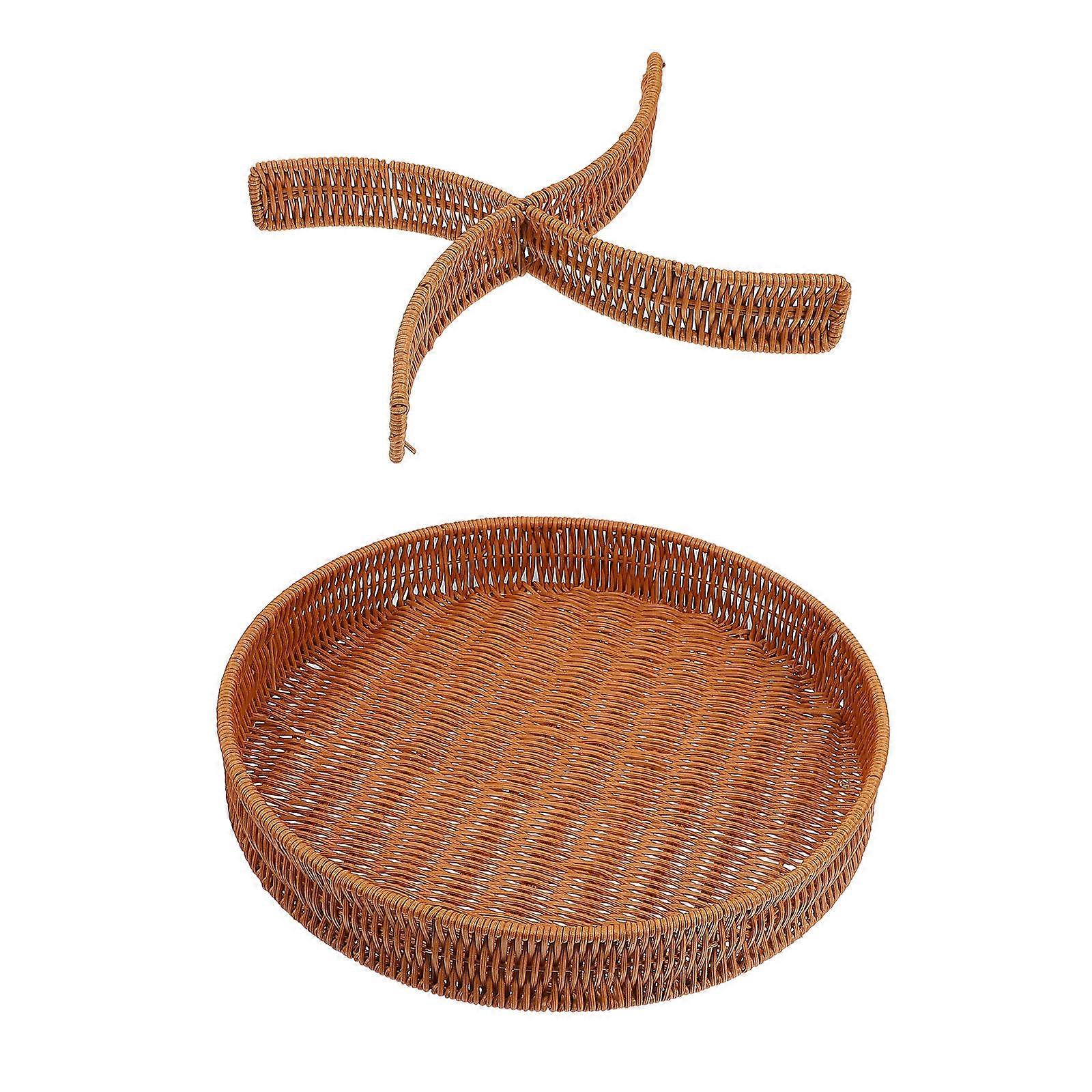 Brown Woven Basket Storage Basket for Snacks and Bread 2Pcs Set