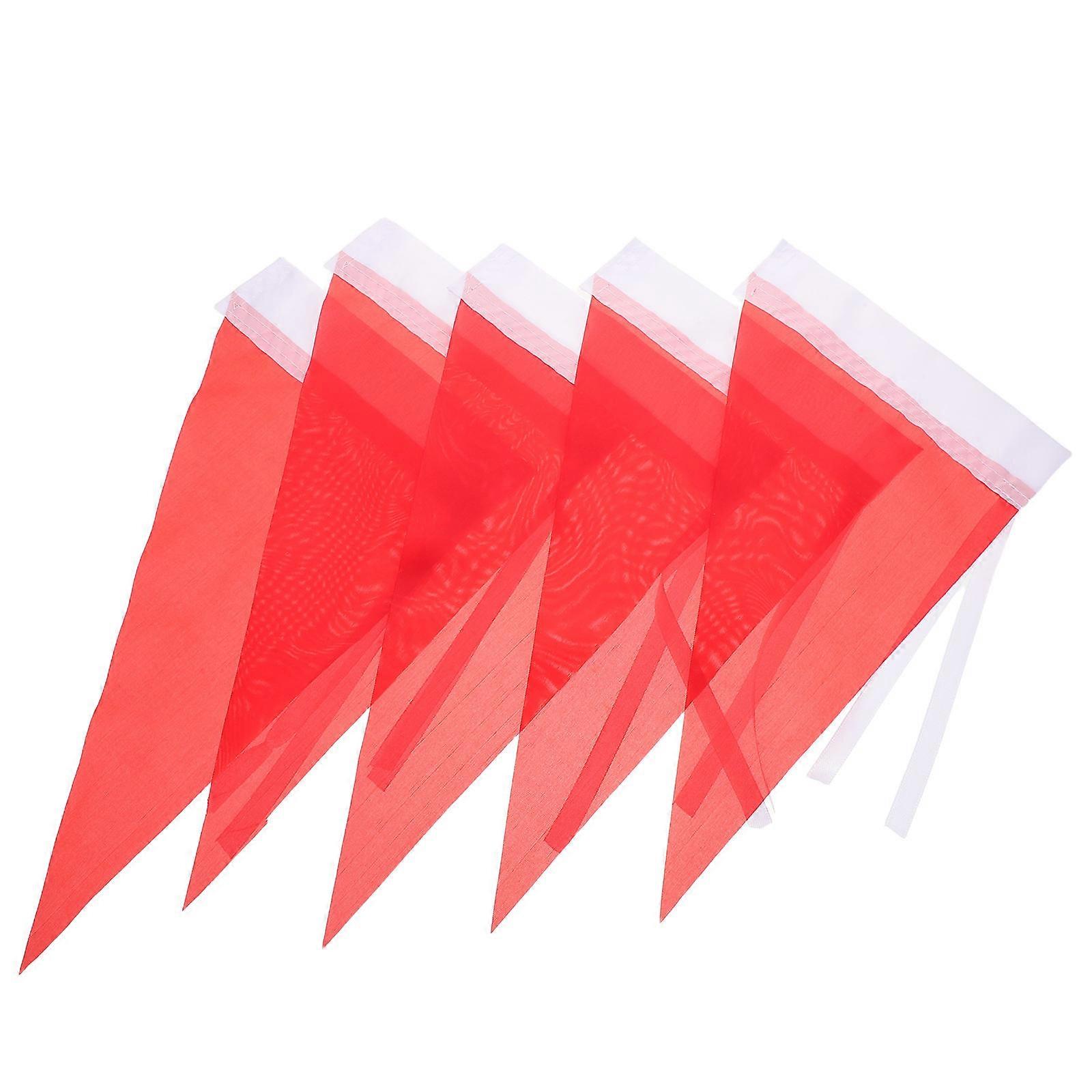 5Pcs Red Triangle Tour Guide Flags Handheld for Travel Groups Communication Tool Portable