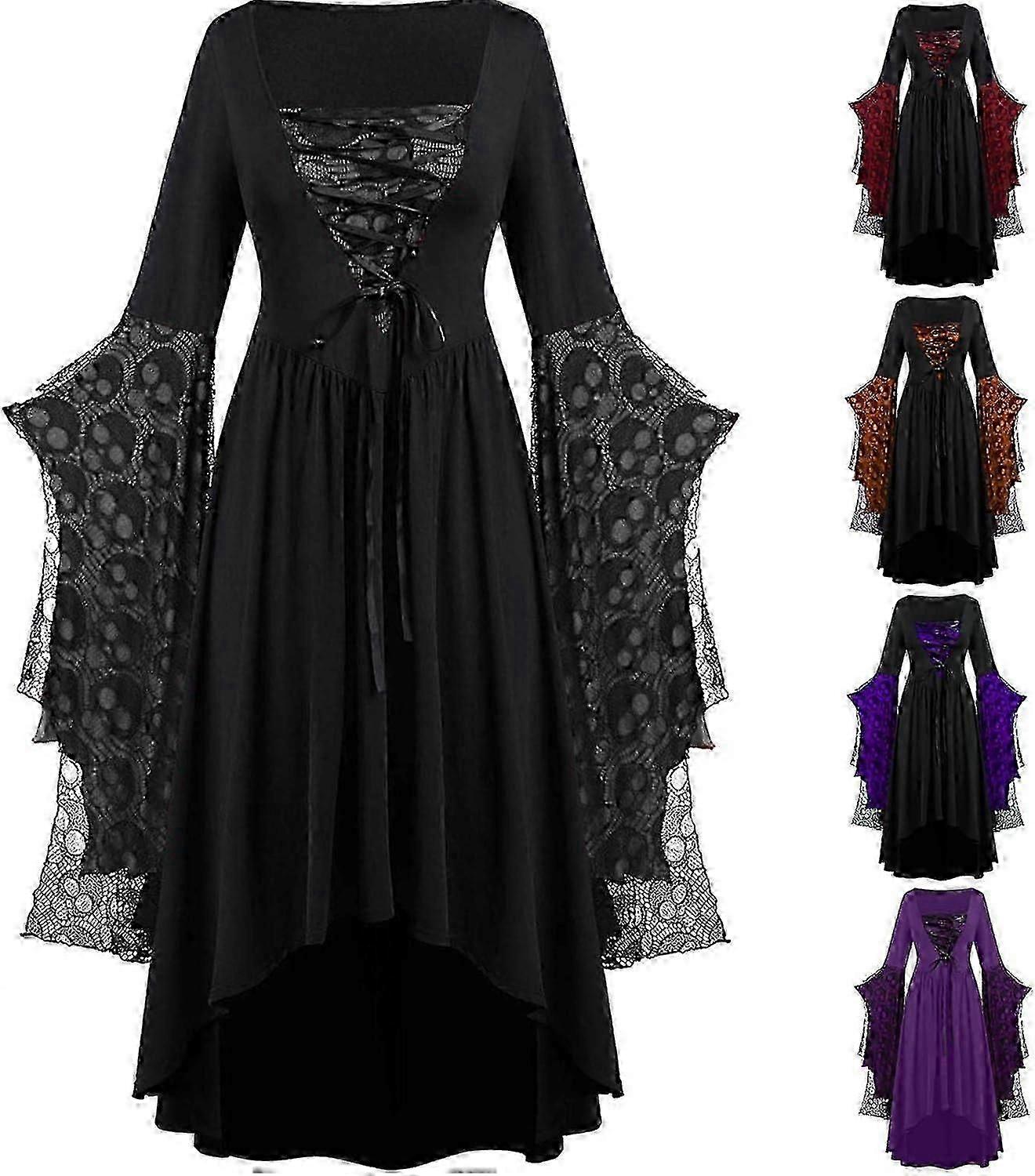 هالوين ازياء امرأة 2024 الدانتيل بالإضافة إلى حجم النهضة اللباس هالوين الكبار الكرة ثوب فساتين مشد الملابس القوطية