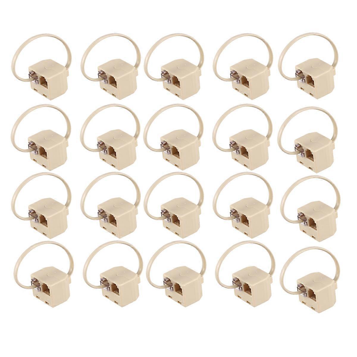 RJ11 6P4C 2 Way Outlet Telephone Jack Line Splitter Adapter Beige