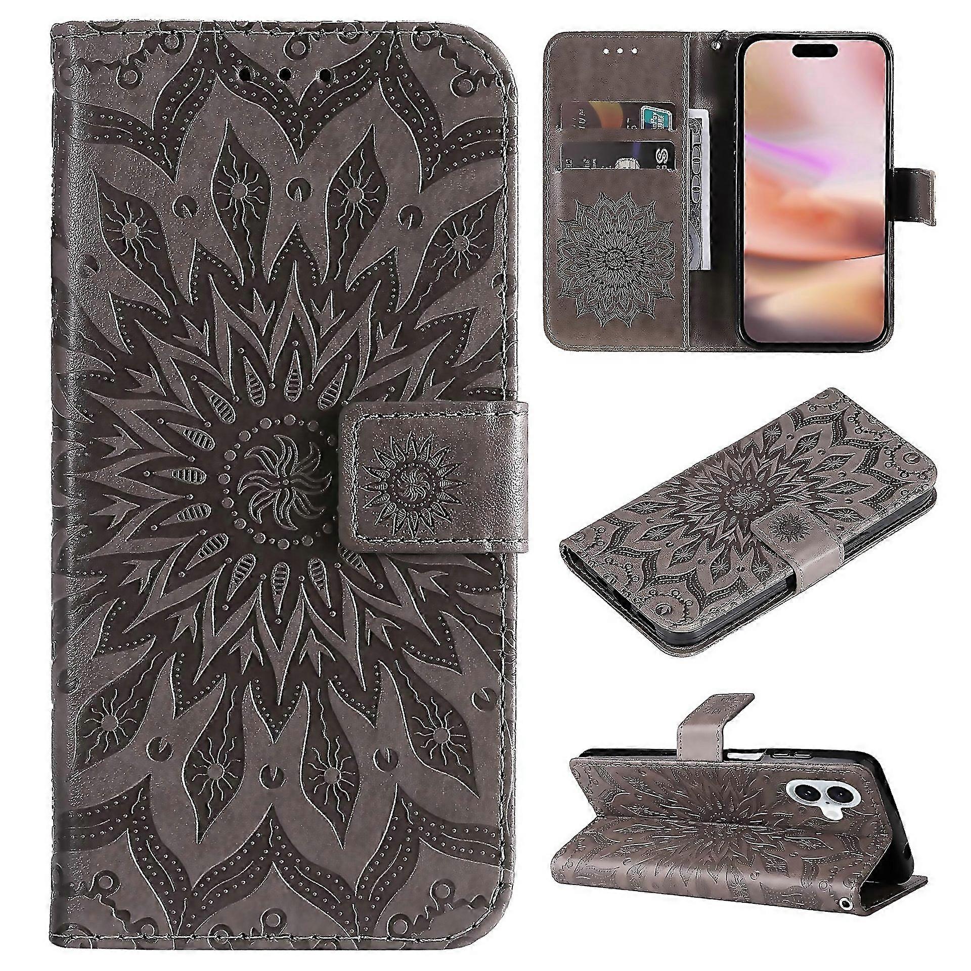 For Embossed Sunflower Pattern Flip Leather Phone Easy To Clean And Maintain