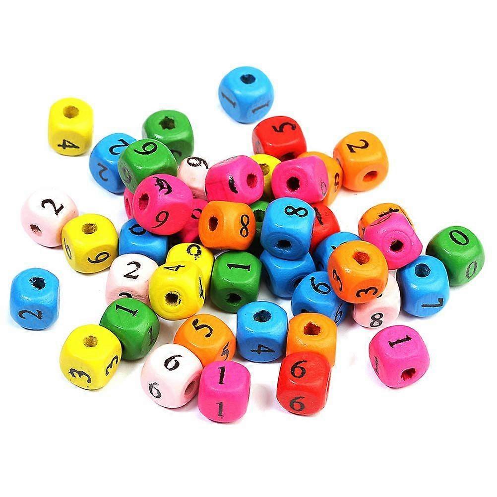100pcs of One Bag 10mm Kids Digital String Beads Mathematics Enlightenment Beads Number String Beads Educational Plaything (Colorful)
