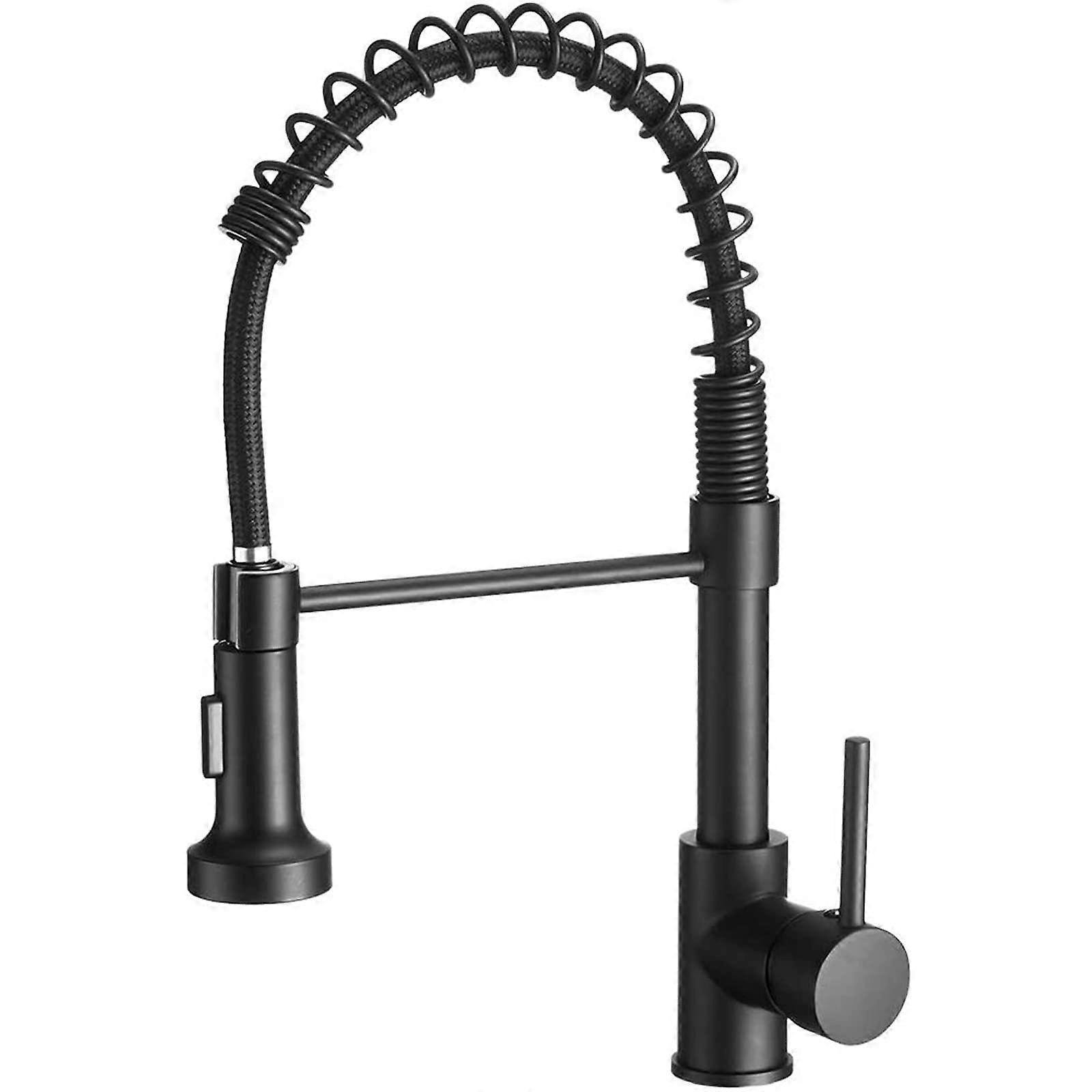 Kitchen Faucets Solid Brass Single Handle PullDown Sprayer Arc Kitchen Sink Faucet Brushed Gold Nero Color