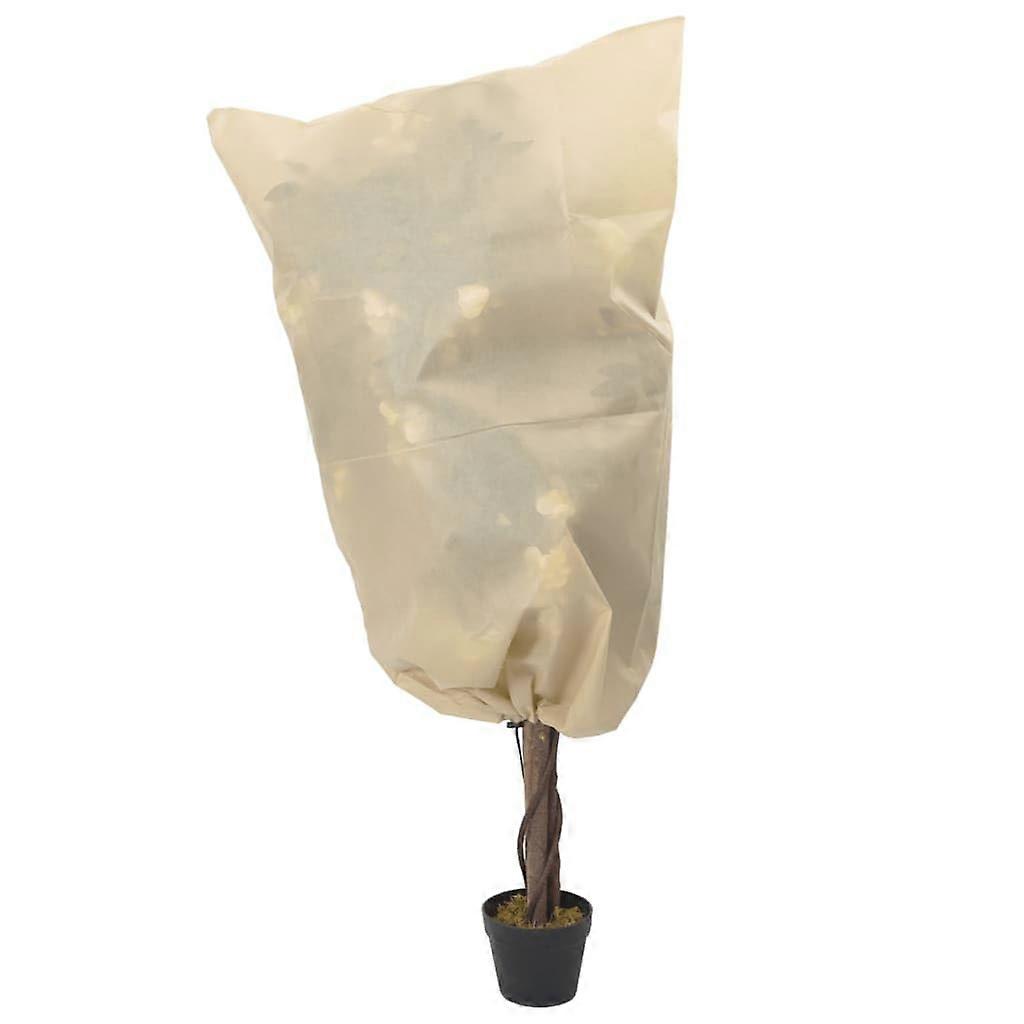 Plant Fleece Drawstring Covers for Outdoor Winter Frost Protection, 4 Pcs, 70 g/m, Olive Tree