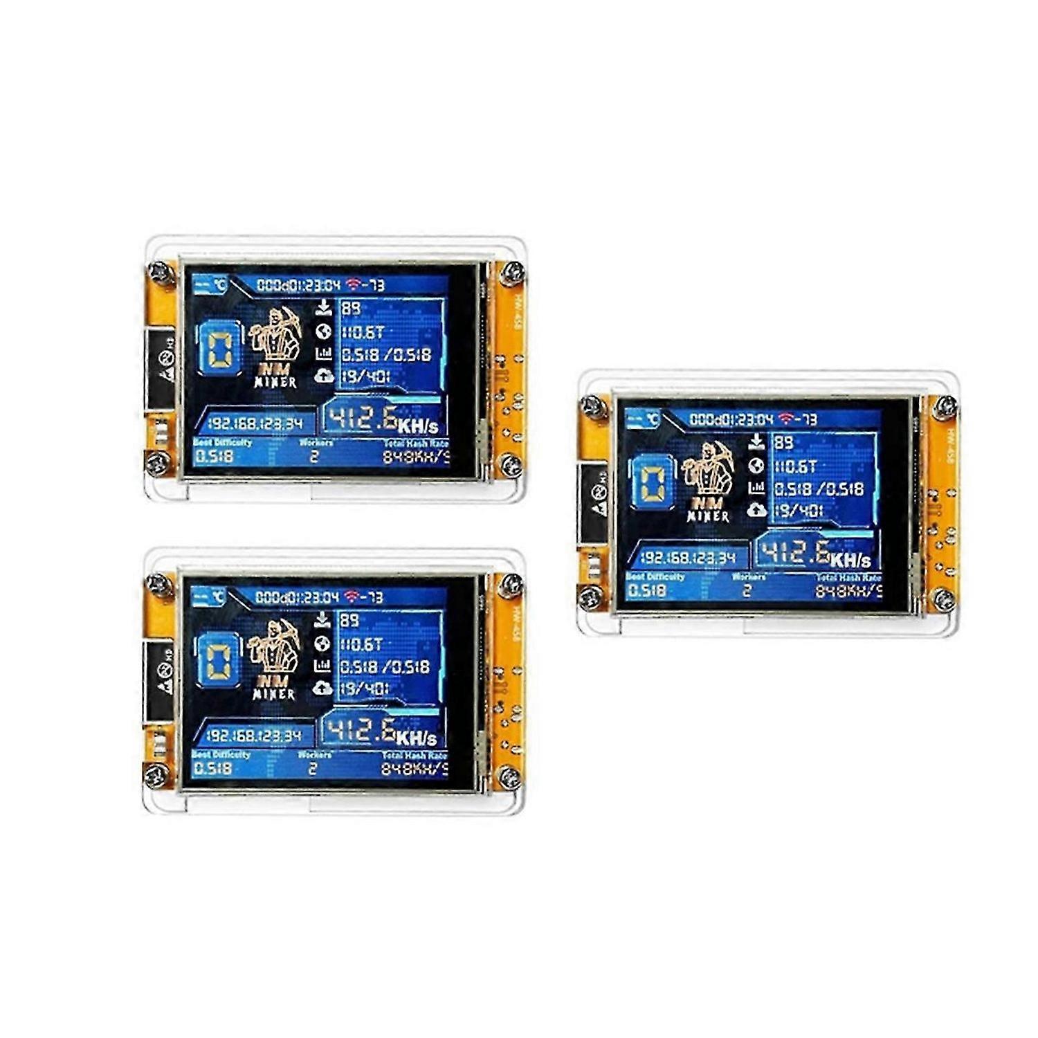 3Pcs Bitcoin NerdMiner V2 NMMiner Hashrate 411KH/S ESP32 2.8 Inch Display Crypto Solo Lottery ESP32-