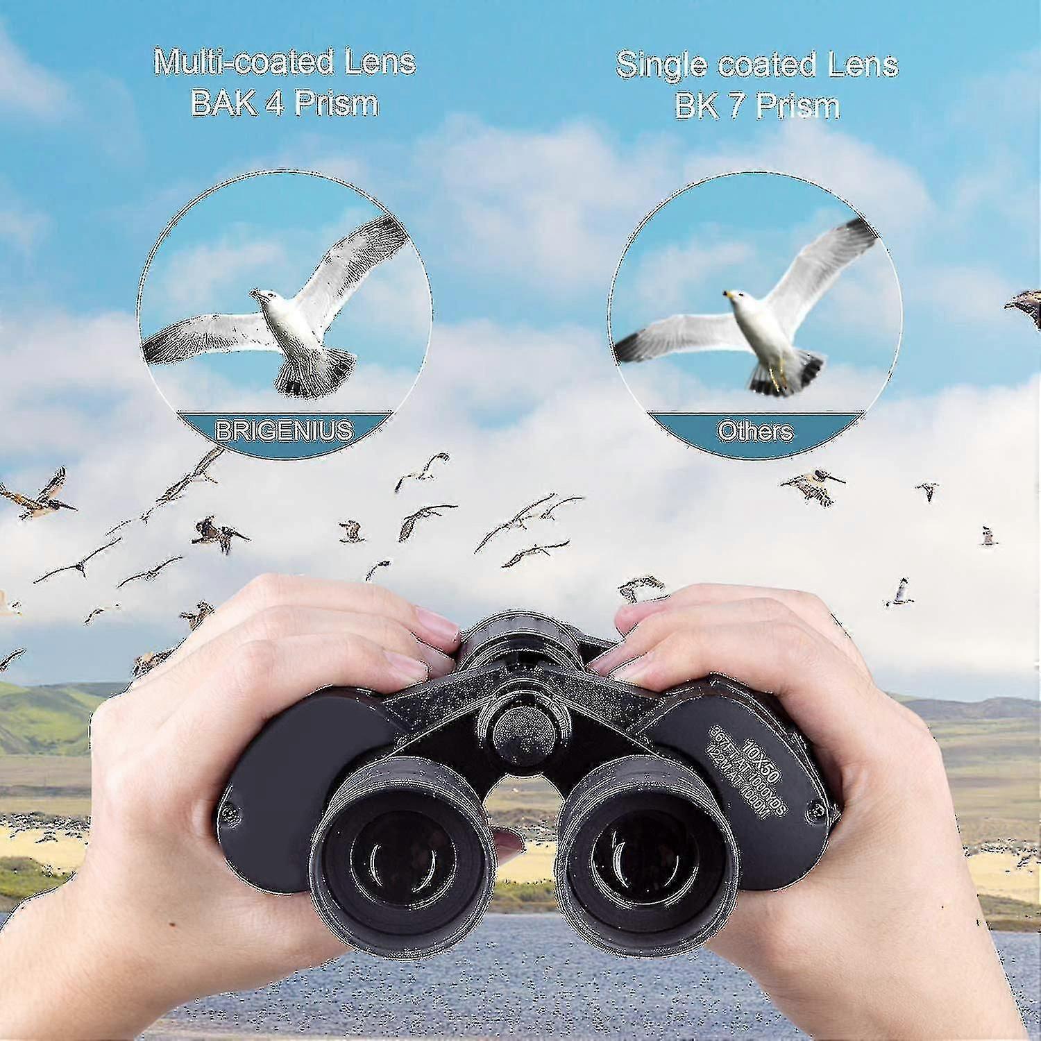 10x50 Binoculars For Adults Binocular Telescope Hd Optical Lens / Bak7 Prism For Bird Watc