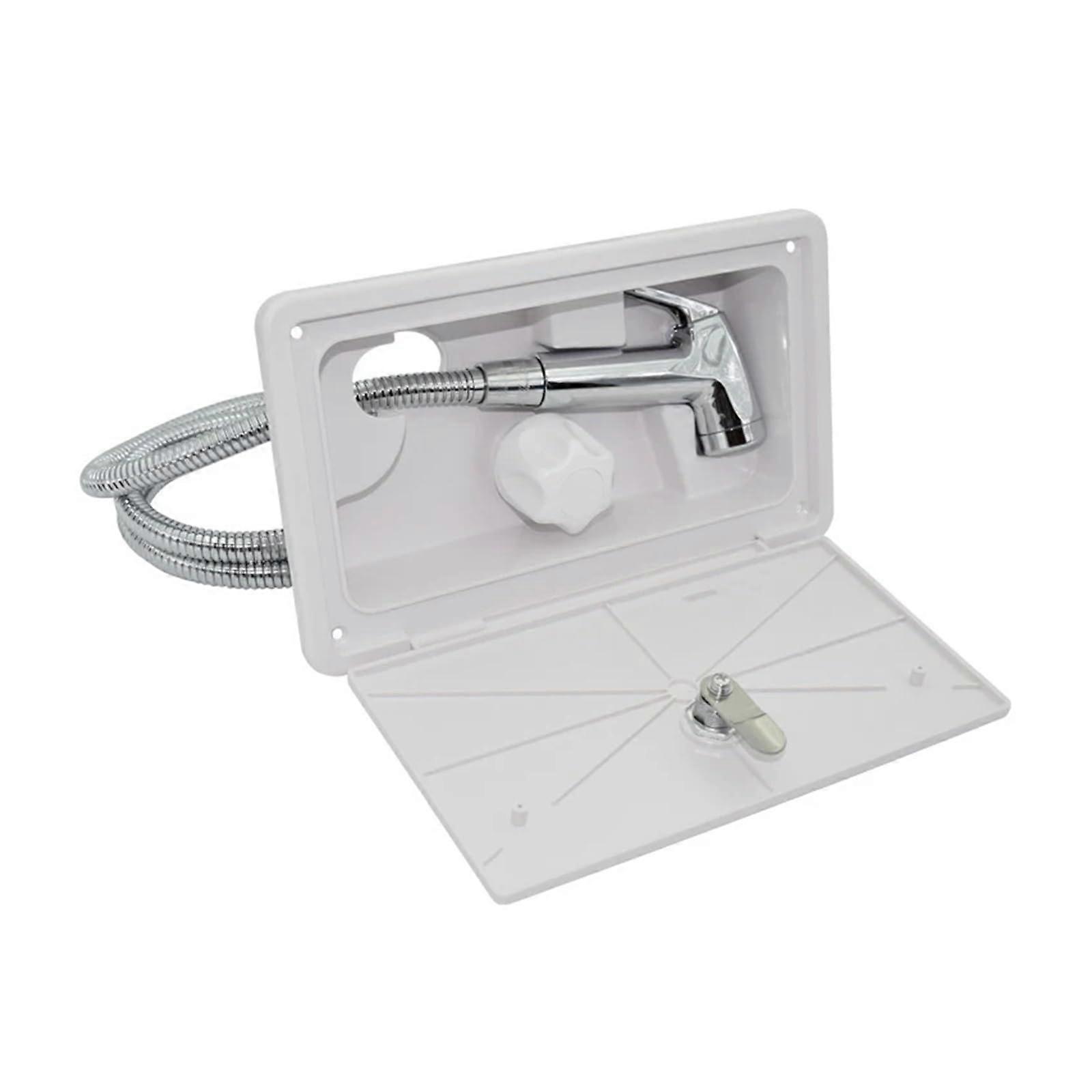 RV Modification Accessories External Hanging Shower Box With Hot And Cold Switch PullOut White
