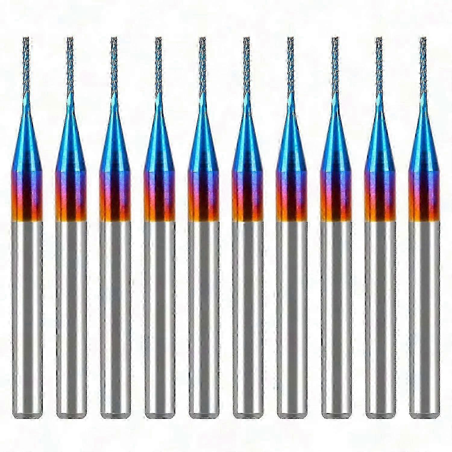 10-pack 0,6 mm nano blauw gecoate vingerfreesbits voor graveer- en freesprojecten