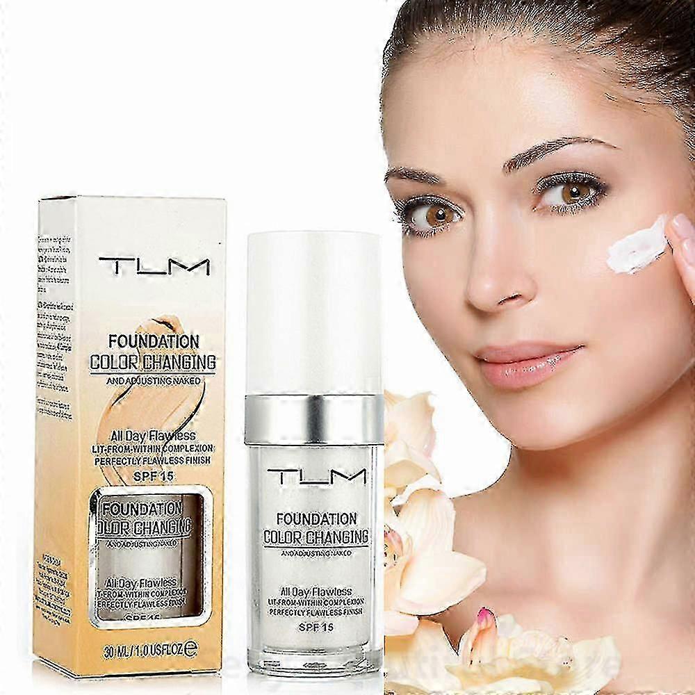 TLM 30ML Färgskiftande Foundation Makeup Bas Flytande Skydd Concealer Långvarig Makeup Hudvård Foundation