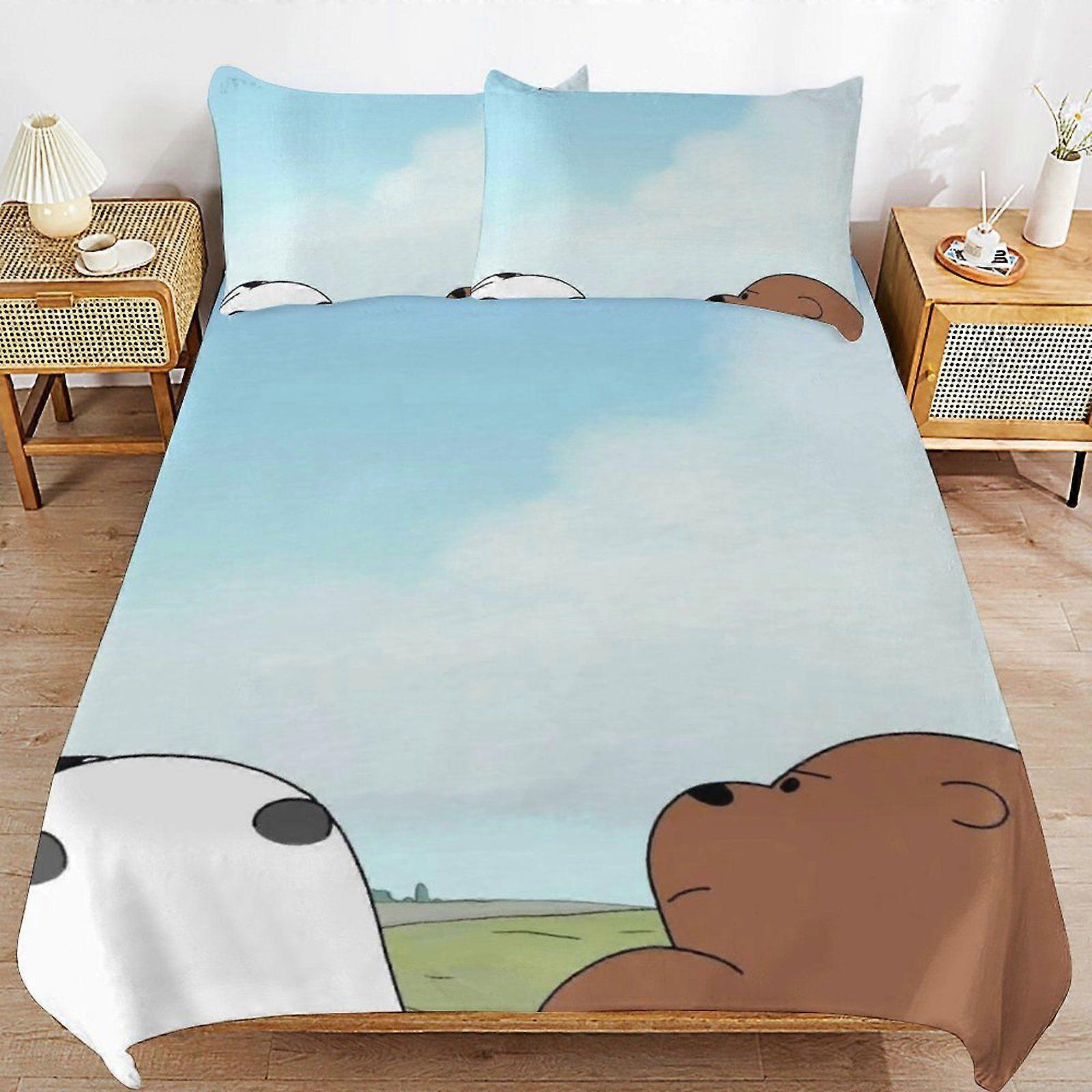 o383 We Bare Bears Season Simple Smooth Finish Practical Zipper Closure Soft Bedding Duvet Cover Sets Sleep Essentials d383
