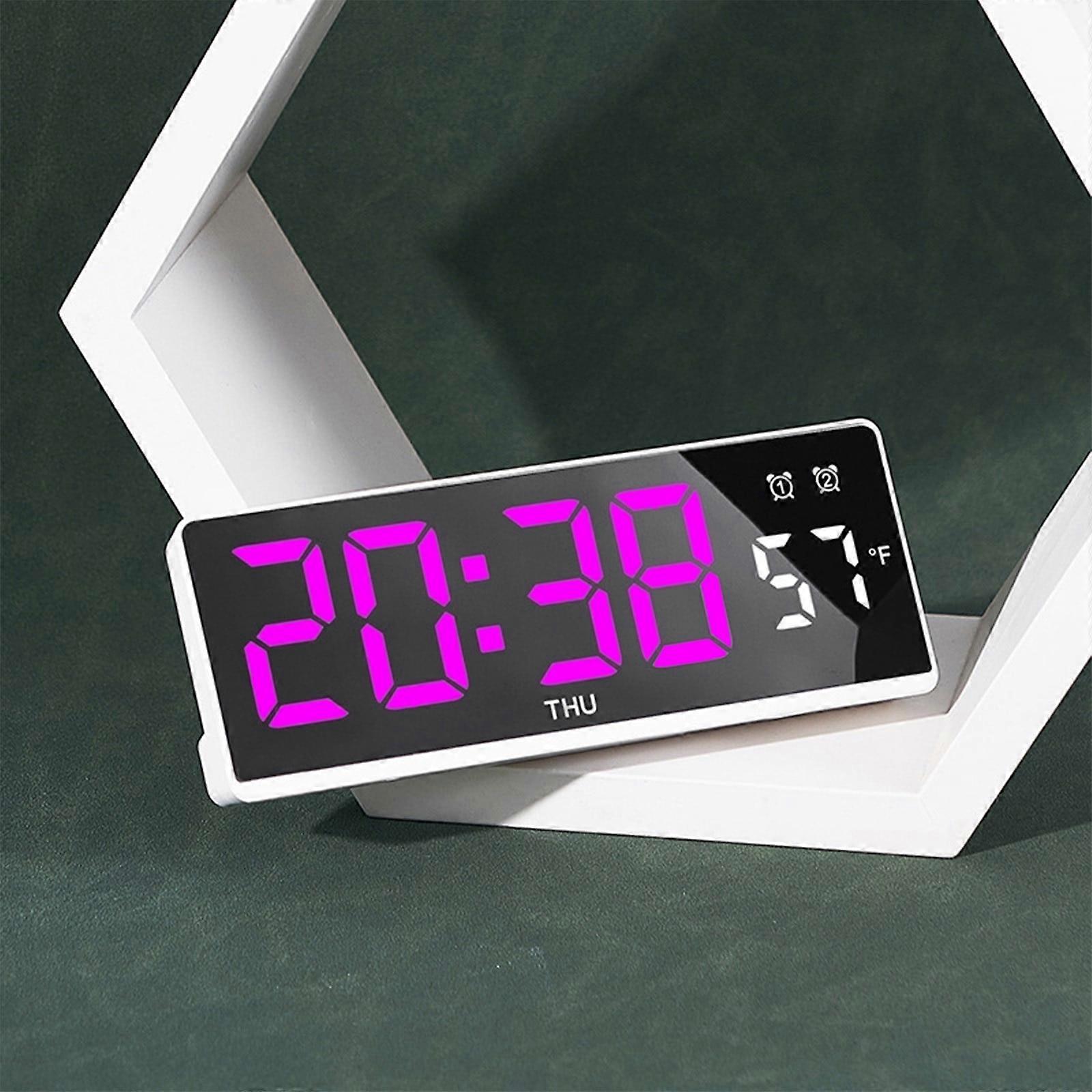 LED Digital Alarm Clock with Date, Weekday, Temp, Brightness Adjustable - Compatible with Donemore School Season